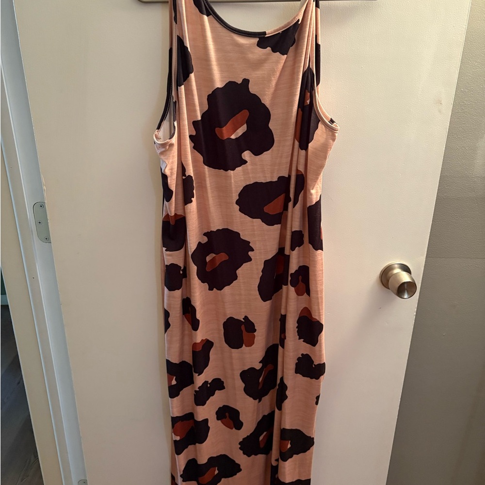 SHEIN Leopard Print Maxi Dress in Black and Brown